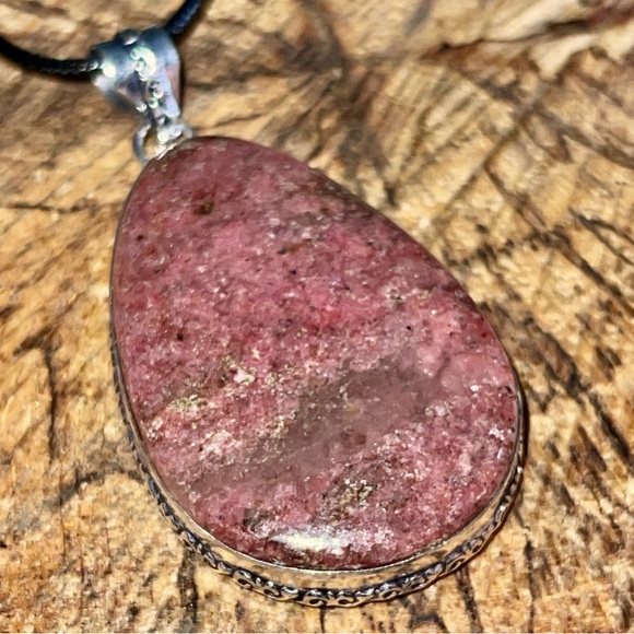 Chunky Rhodonite Pendant 2 1/2” - Picture 10 of 13